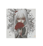 花に囲まれた白髪少女⑦（個別スタンプ：25）