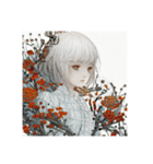 花に囲まれた白髪少女③（個別スタンプ：1）