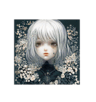 花に囲まれた白髪少女⑧（個別スタンプ：2）