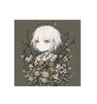 花に囲まれた白髪少女④（個別スタンプ：2）