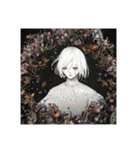 花に囲まれた白髪少女④（個別スタンプ：12）