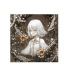 花に囲まれた白髪少女④（個別スタンプ：21）