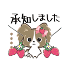 ♡愛犬の名前が入る♡パピヨン×いちご♡（個別スタンプ：3）