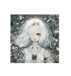 花に囲まれた白髪少女⑩（個別スタンプ：22）