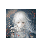花に囲まれた白髪少女⑤（個別スタンプ：4）