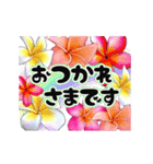 ハワイのお花と大人可愛い文字がずっと動く（個別スタンプ：1）
