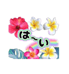ハワイのお花と大人可愛い文字がずっと動く（個別スタンプ：16）