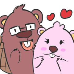 [LINEスタンプ] 誠実 ＆ ピンク : ビーバーの恋人