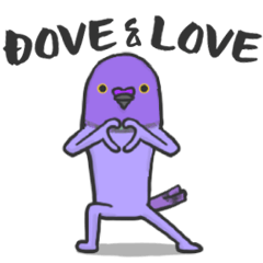 [LINEスタンプ] 鳩の愛と平和を伝えたい 紫ハト あいさつの画像（メイン）