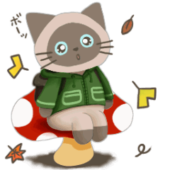 [LINEスタンプ] 動くシャム猫のLimeくんとお友達【秋ver.】