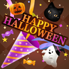 [LINEスタンプ] 黒猫のハロウィン/大人かわいいかぼちゃ*の画像（メイン）
