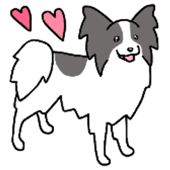 [LINEスタンプ] 犬種別パピヨン黒白(英語Ver)