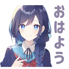 [LINEスタンプ] 日替わりの「おはよう」（制服の女の子①）