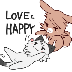 [LINEスタンプ] LOVE and HAPPY.うさちゃんとにゃんちゃん