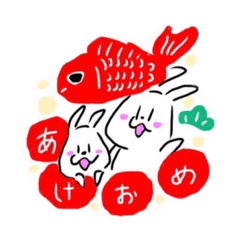 [LINEスタンプ] ノキノキうさぎ・お正月