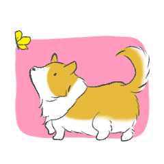 [LINEスタンプ] ふさふさしっぽのコーギーさん（修正）