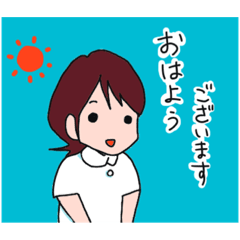 [LINEスタンプ] ナースのLin（茶髪）あいさつ編スタンプ