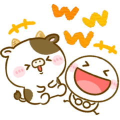 [LINEスタンプ] 棒人間と牛さん♡毎日使えるスタンプ