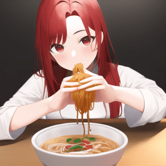 [LINEスタンプ] ラーメンを食べる女の子スタンプ1