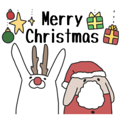 [LINEスタンプ] シンプルうさぎ -クリスマス＆お正月-