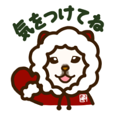 [LINEスタンプ] 白柴犬ちびキャラ 冬絵 スタンプ