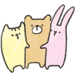 [LINEスタンプ] なかよし3ひき くまねこうさ