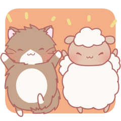 [LINEスタンプ] もふっと！ねこひつじ