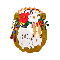 [LINEスタンプ] わんちゃんとうさぎのお正月