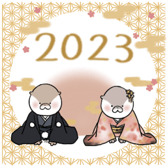 [LINEスタンプ] こつめかわうそ マル とリク 年末年始！