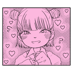 [LINEスタンプ] お団子ハーフツイン少女の漫画風スタンプ