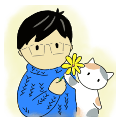 [LINEスタンプ] LLくん 冬 男 メガネ 猫