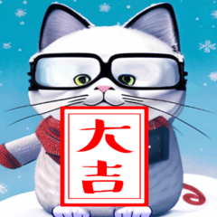 [LINEスタンプ] メガネ猫とうさぎの年末年始スタンプの画像（メイン）