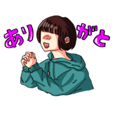 [LINEスタンプ] 青パーカーの女の子のスタンプ