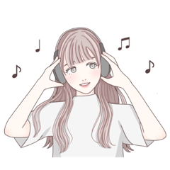 [LINEスタンプ] ヘッドホン女の子の日常