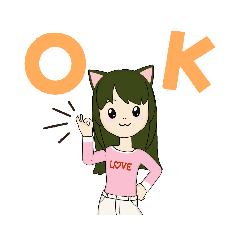 [LINEスタンプ] ネコみたいな女の子スタンプ❤️