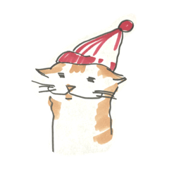 [LINEスタンプ] 赤いニット帽の猫スタンプ