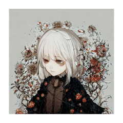 [LINEスタンプ] 花に囲まれた白髪少女⑥