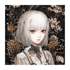 [LINEスタンプ] 花に囲まれた白髪少女⑩の画像（メイン）